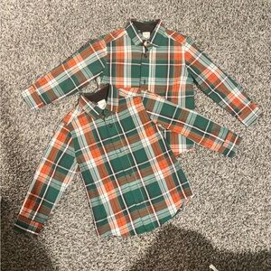 Gymboree Green and Orange Plaid Button Down Shirts